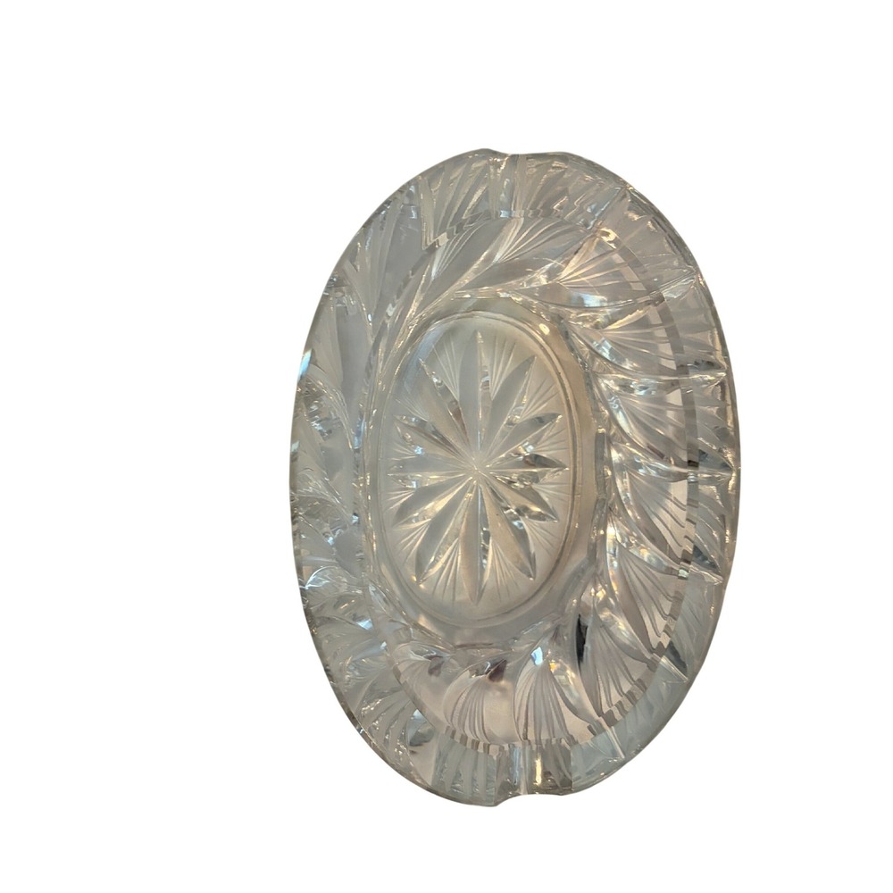 Crystal Ashtray‎ Vintage Clear Starburst Cut Glass MCM 6 in